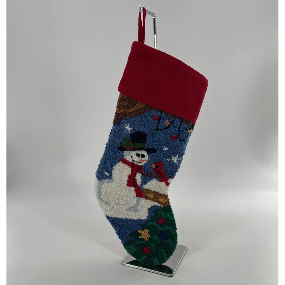 Christmas Stocking Hook Loop Snowman Cardinal Christmas Tree Lights‎ Velvet, 21